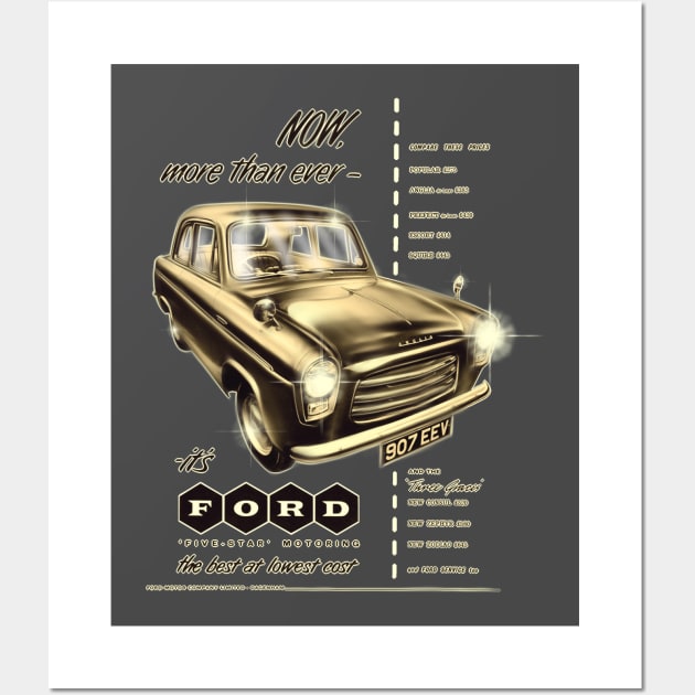 Vintage Ford Newspaper Advertising The zephyr consul, Zodiac ,popular ,Escort ,Anglia ,Squire ,Prefect ,by MotorManiac Wall Art by MotorManiac